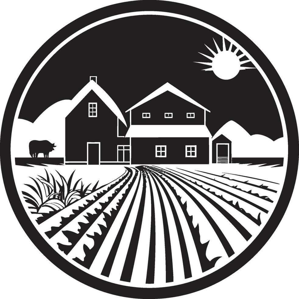 rural habitation impression ferme conception dans vecteur icône récolte havre symbole Les agriculteurs maison vecteur emblème