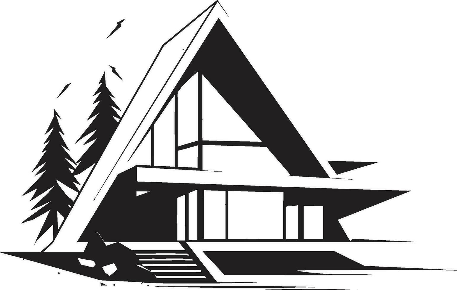 la modernité gravée conceptuel maison esquisser vecteur icône avant garde domicile audacieux maison esquisser emblème dans vecteur conception