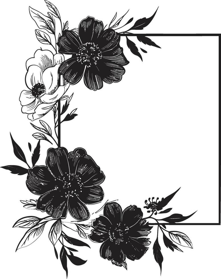 moderne floral élégance main rendu noir emblème gracieux minimaliste fleurit lisse noir vecteur icône