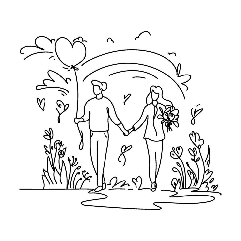 romantique Valentin Date plat illustration amoureux partage sucré des moments, idéal pour la toile dessins et impression projets vecteur