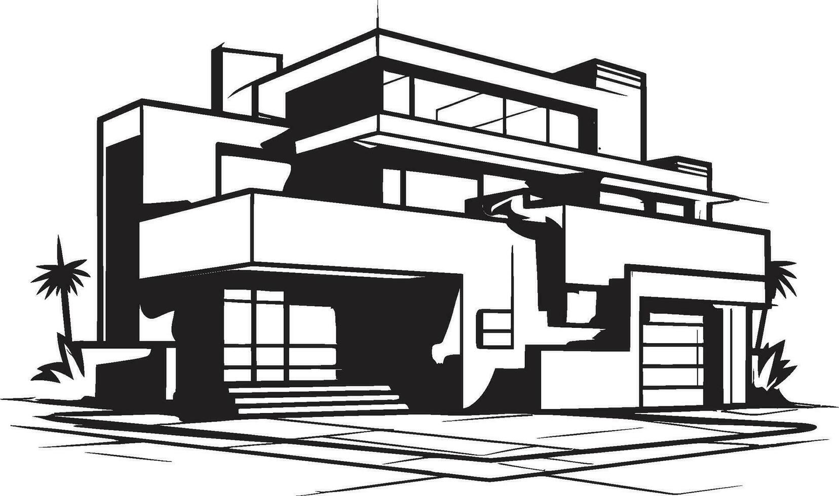 centrale demeure icône audacieux maison esquisser vecteur emblème solide propriété symbole épais maison contour dans vecteur logo