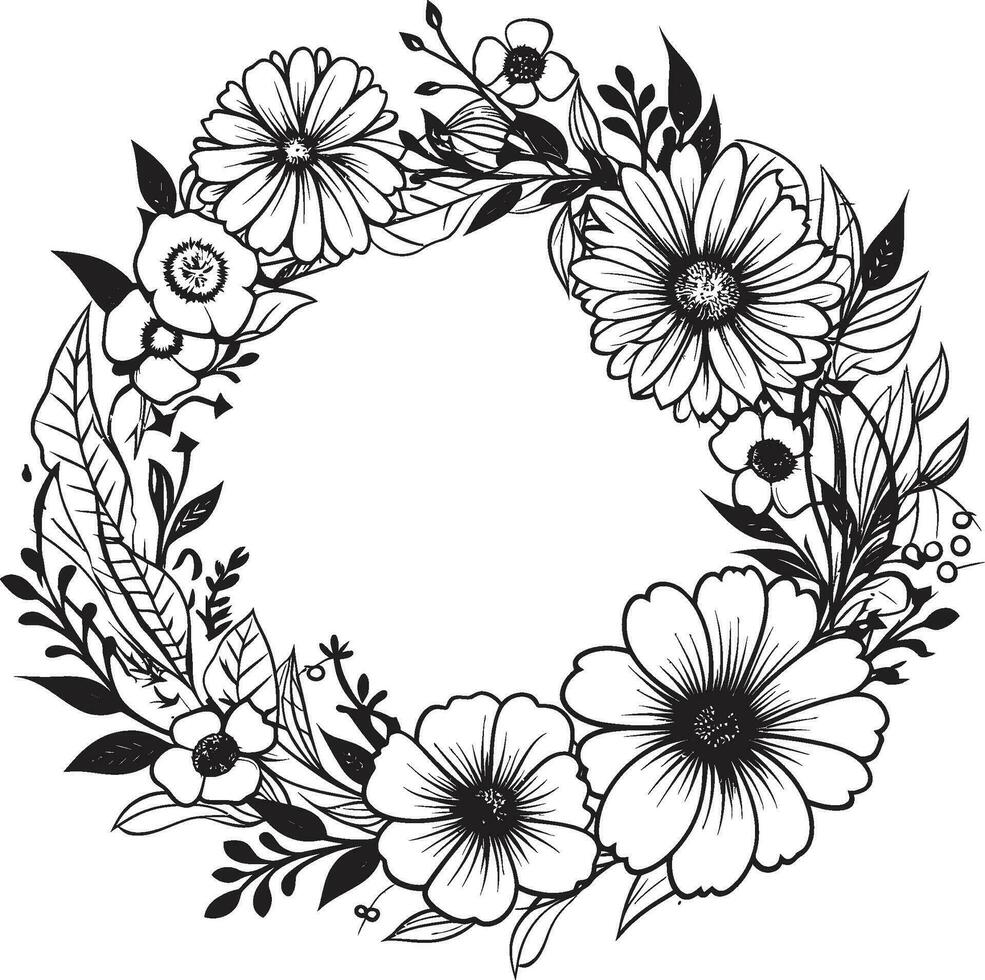moderne floral élégance noir mariage logo conception artistique couronne détaillant élégant vecteur icône