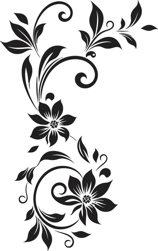 élégant noir bouquet fabriqués à la main vecteur logo conception noir vigne détail main tiré noir iconique emblème