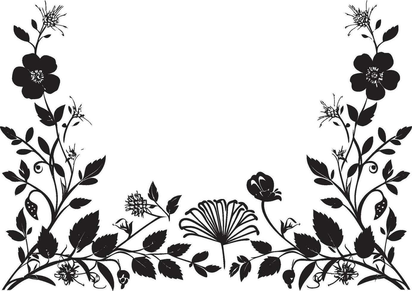 capricieux noir fleur impressions invitation carte Icônes graphite botanique talent artistique noir emblématique vecteurs vecteur