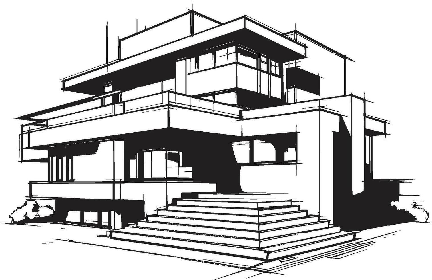 symétrie plan duplex maison conception dans vecteur logo concept double vivant vision esquisser idée pour duplex maison icône