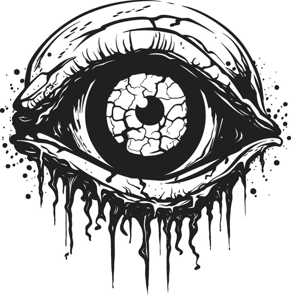 terrifiant Mort-vivant œil terrifiant noir vecteur horrible zombi regard noir œil icône conception