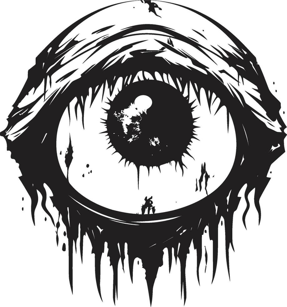 sinistre Mort-vivant regard noir vecteur zombi œil emblème sinistre regard terrifiant effrayant œil logo icône