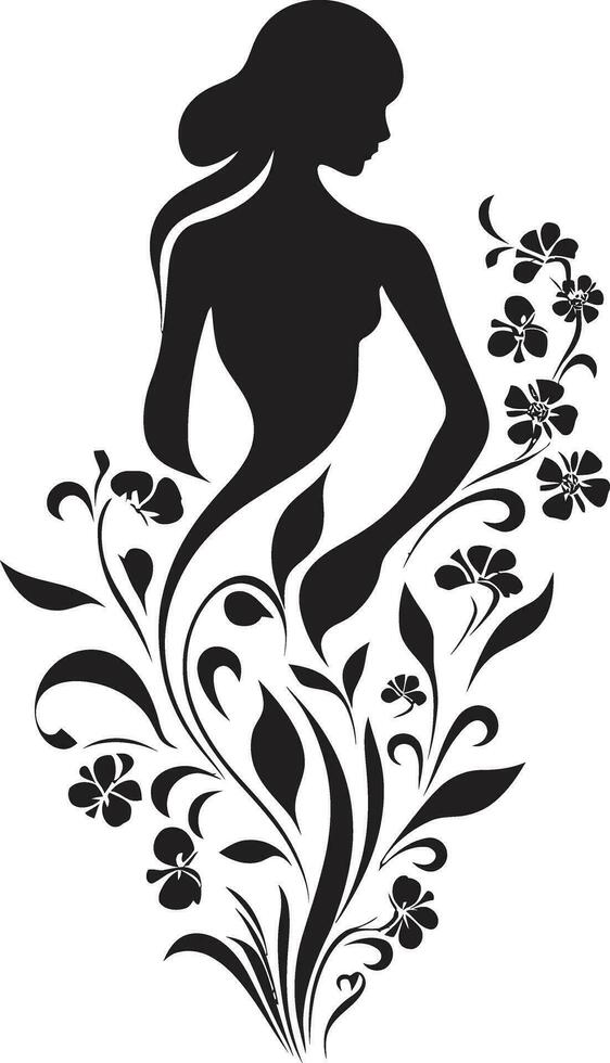 nettoyer floral beauté noir main tiré icône capricieux féminin éclat vecteur visage