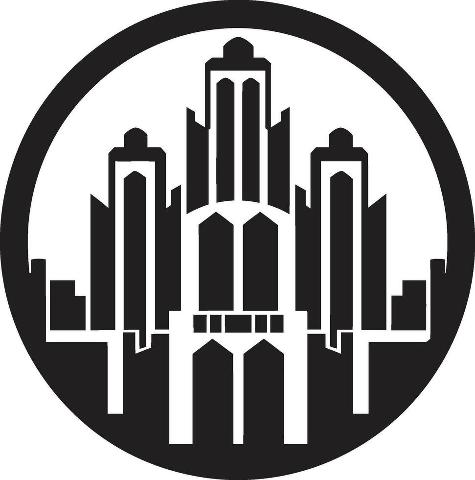 cityline gratte-ciel impression multiétage bâtiment dans vecteur logo horizon multiétage emblème paysage urbain vecteur logo icône