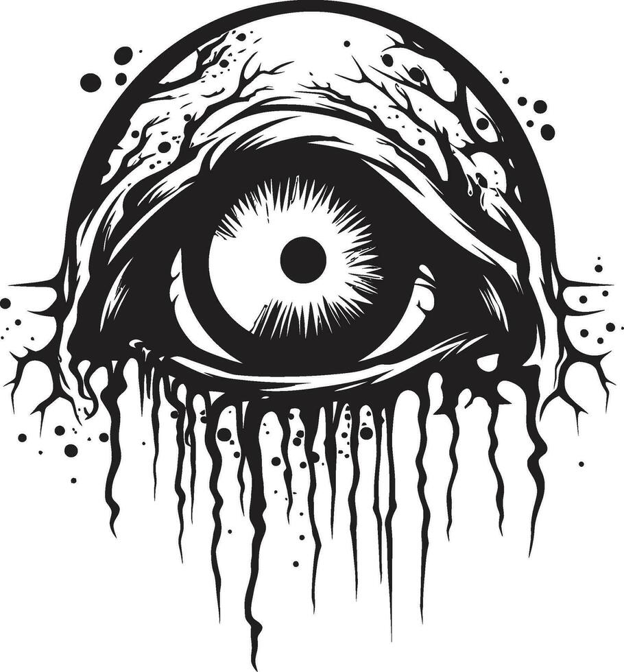 effrayant zombi vision noir vecteur œil conception menaçant surnaturel œil terrifiant noir icône