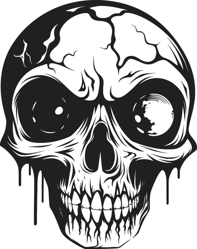 macabre zombi profil noir effrayant crâne logo terrifiant Mort-vivant grimace terrifiant noir vecteur