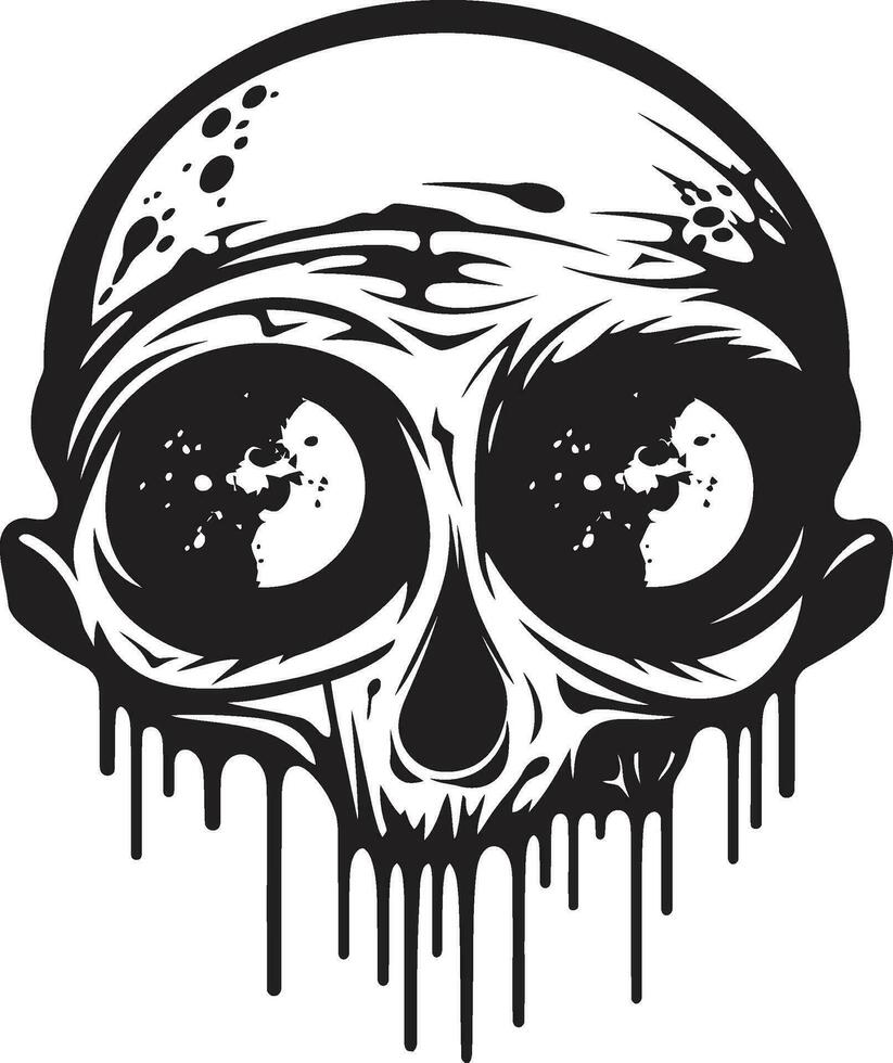 effrayant Mort-vivant regard noir zombi logo inquiétant zombi crâne terrifiant noir vecteur