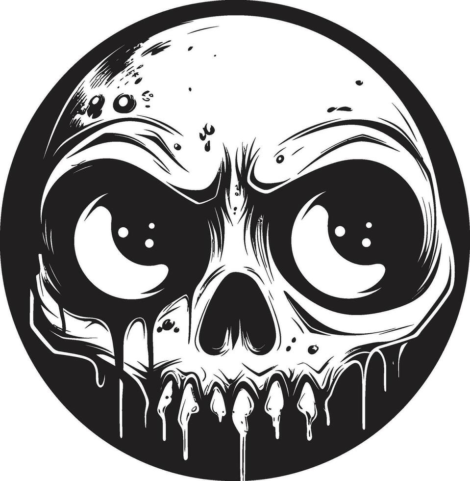 sinistre horreur sourire noir vecteur crâne démoniaque zombi crâne terrifiant noir icône