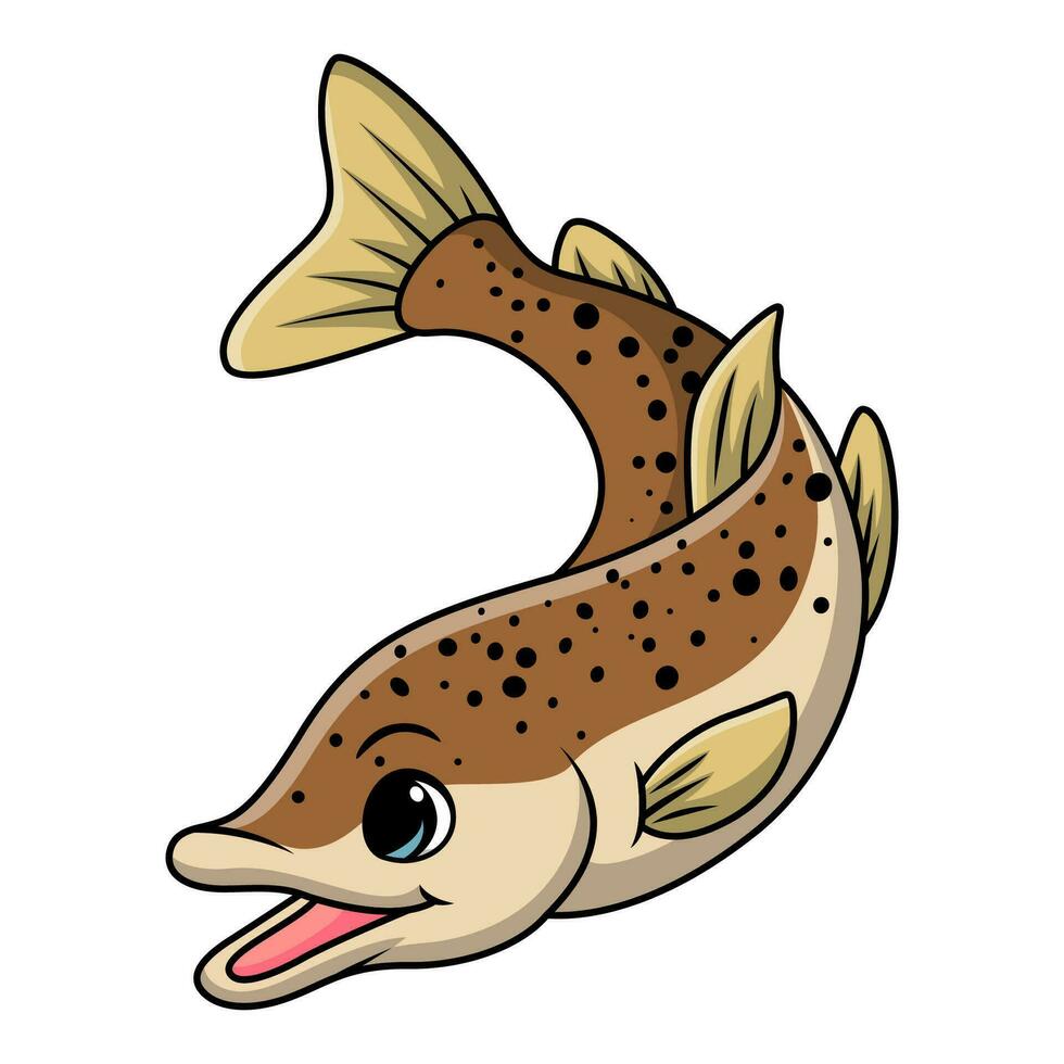 mignonne Saumon poisson dessin animé sur blanc Contexte vecteur