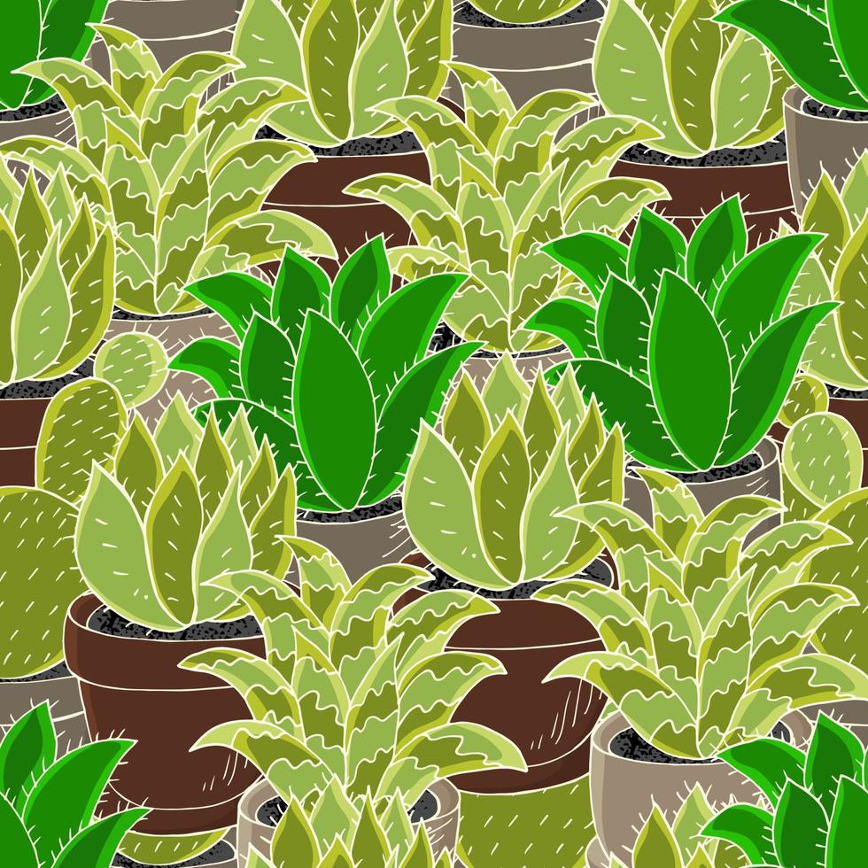 illustration vectorielle mignon. cactus, aloès, succulentes. éléments naturels décoratifs vecteur