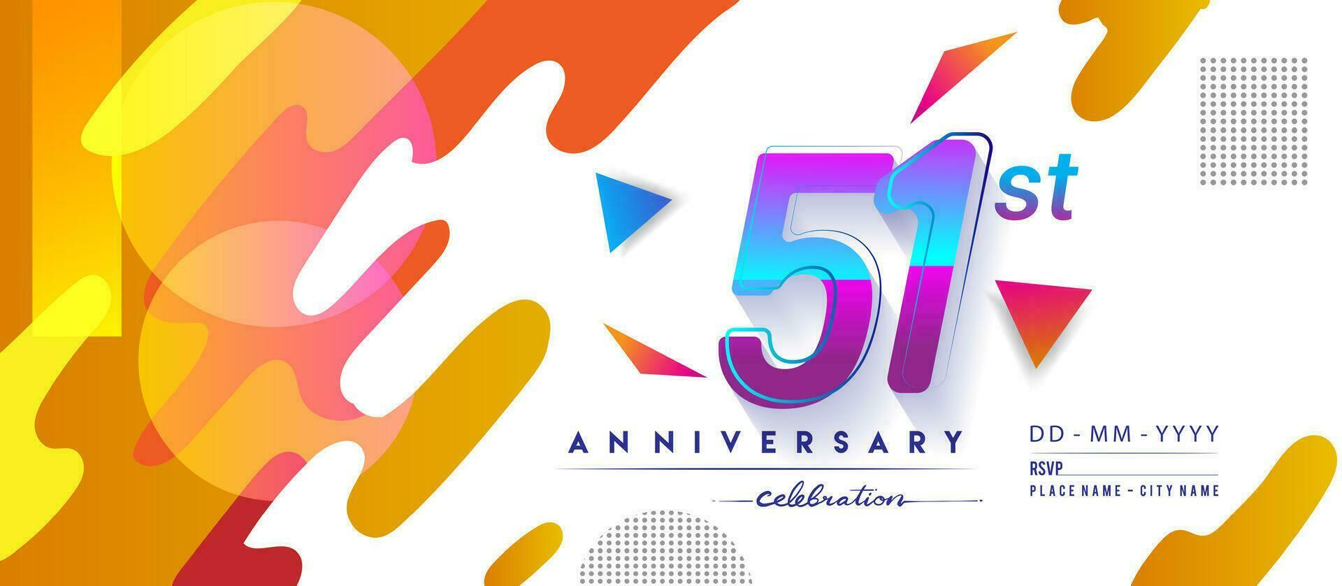 51ème ans anniversaire logo, vecteur conception anniversaire fête avec coloré géométrique Contexte et cercles forme.
