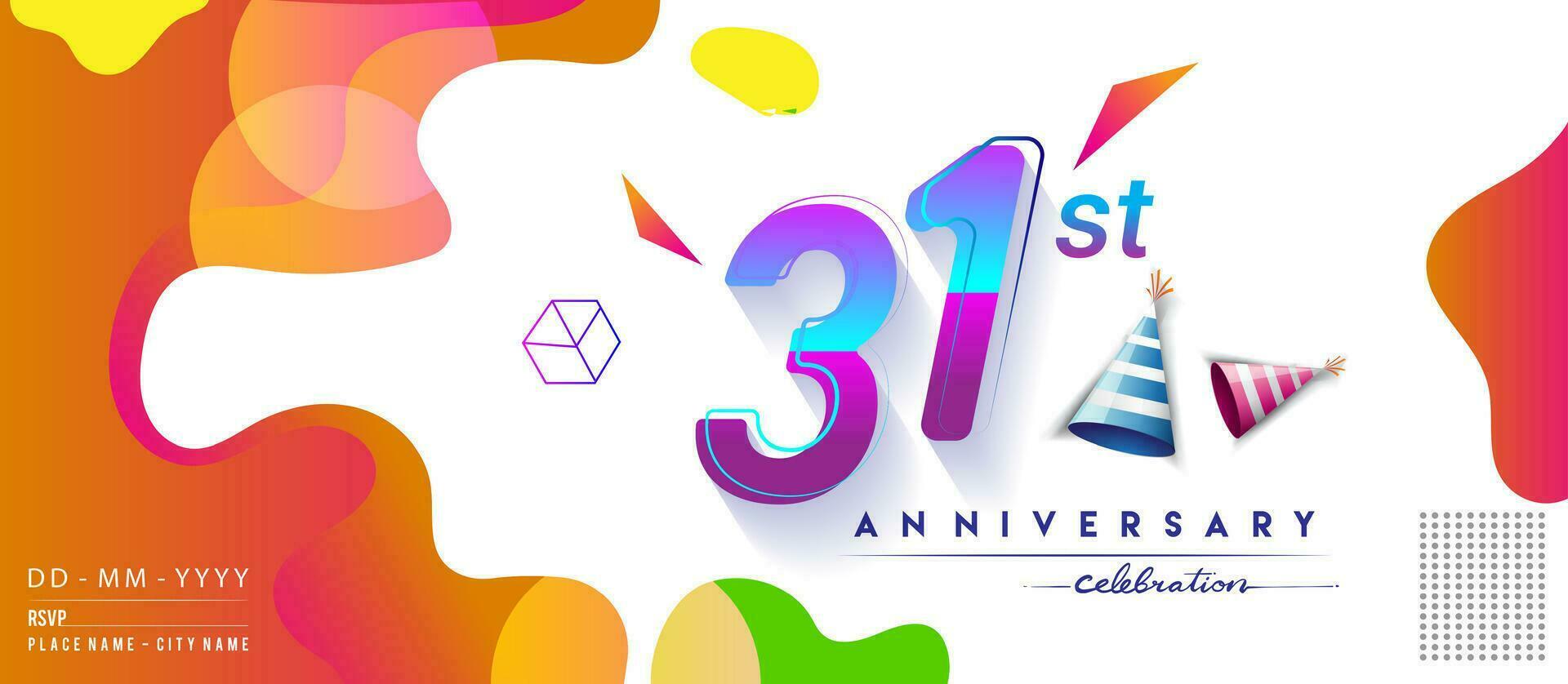 31e ans anniversaire logo, vecteur conception anniversaire fête avec coloré géométrique Contexte et cercles forme.