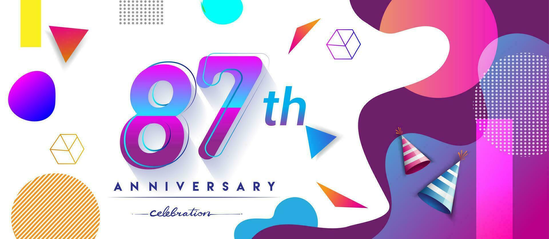 87e ans anniversaire logo, vecteur conception anniversaire fête avec coloré géométrique Contexte et cercles forme.