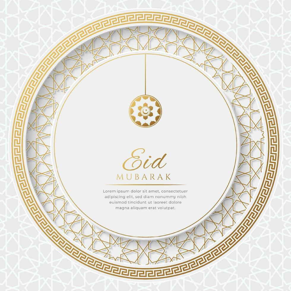 eid mubarak islamique ornemental salutation carte modèle vecteur