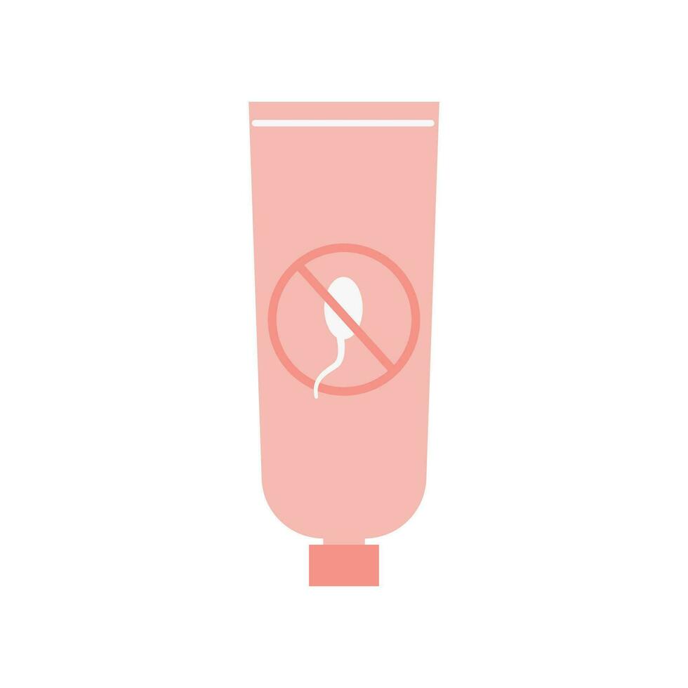 femelle vaginal spermicide ou contraceptif gel dans tube. femmes la contraception. hormonale naissance contrôle des médicaments coloré plat style icône. vecteur élément pour sûr sexe isolé sur blanche.