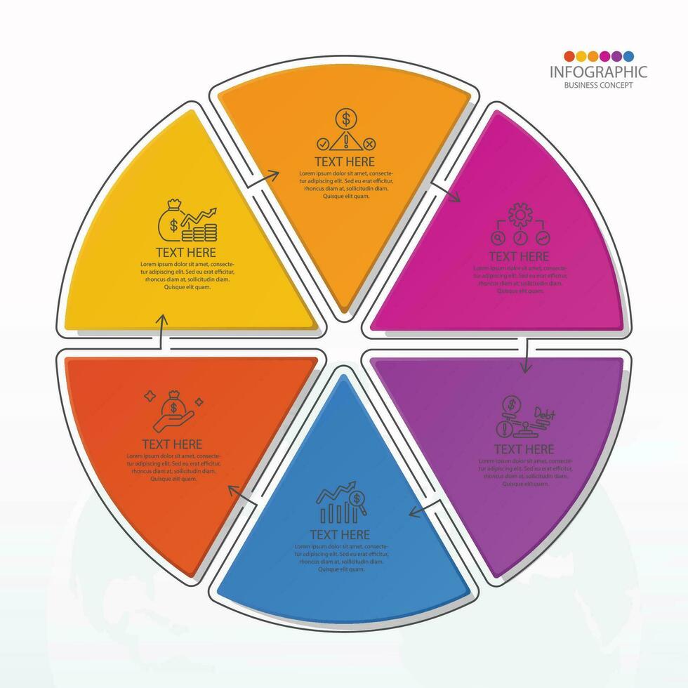 infographie avec 6 étapes, processus ou options. vecteur