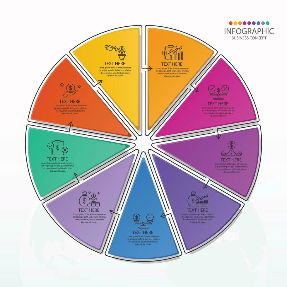 infographie avec 9 étapes, processus ou options. vecteur