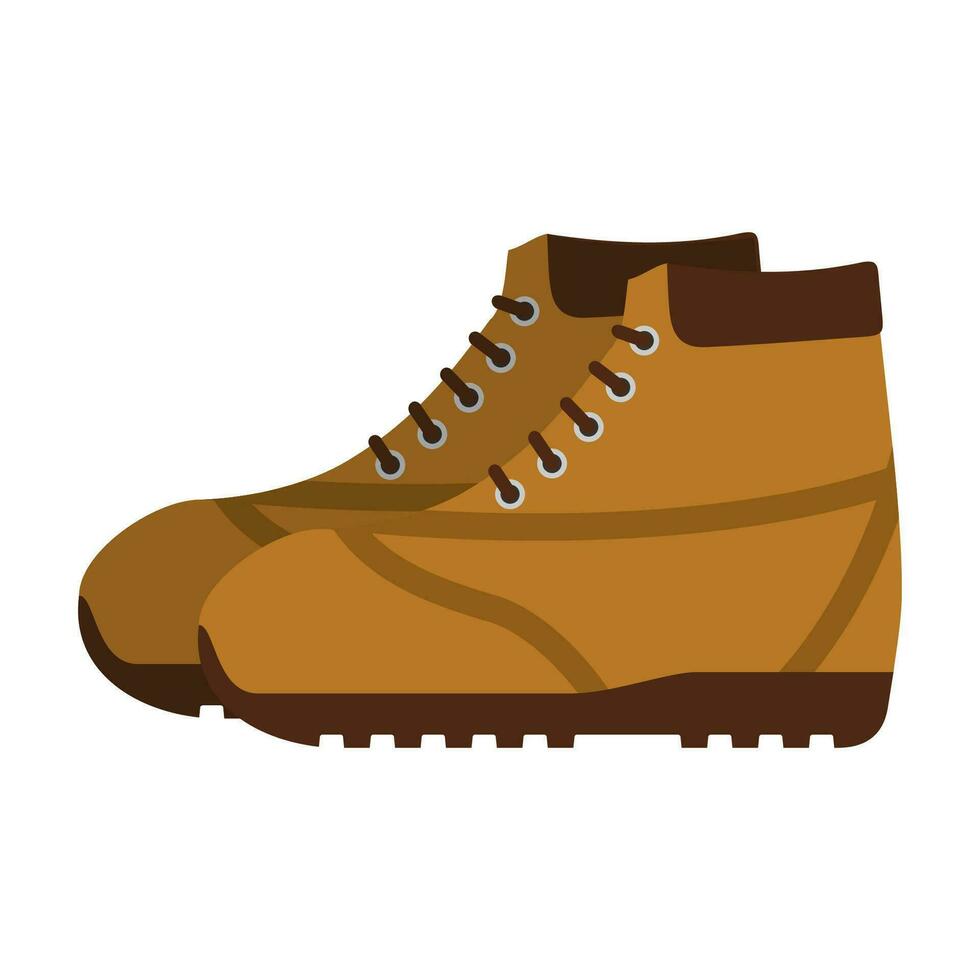 marron randonnée des chaussures ou armée militaire bottes isolé sur blanc Contexte. Montagne chaussure vecteur illustration.