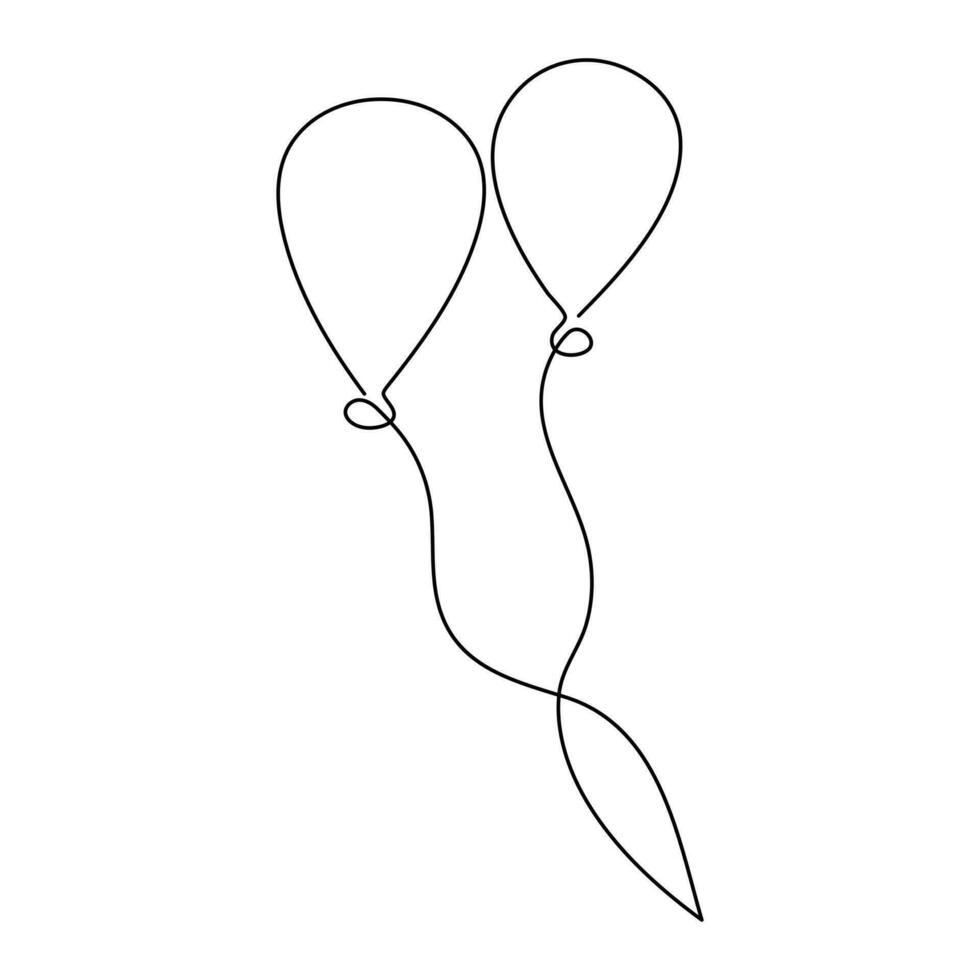 ballon un ligne art dessin continu cœur vecteur contour minimalisme conception illustration