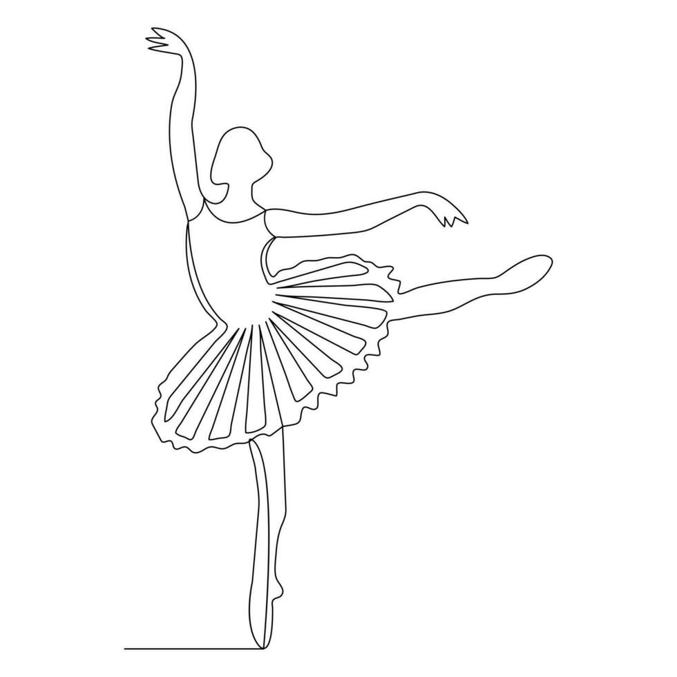 ballet Danse opéra maison illustration contour vecteur continu Célibataire ligne dessin de gracieux femme