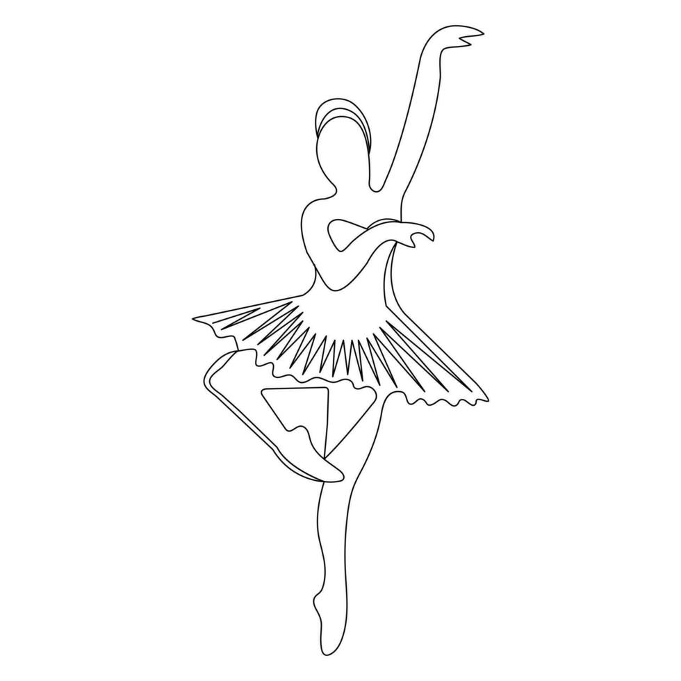 ballet Danse opéra maison illustration contour vecteur continu Célibataire ligne dessin de gracieux femme