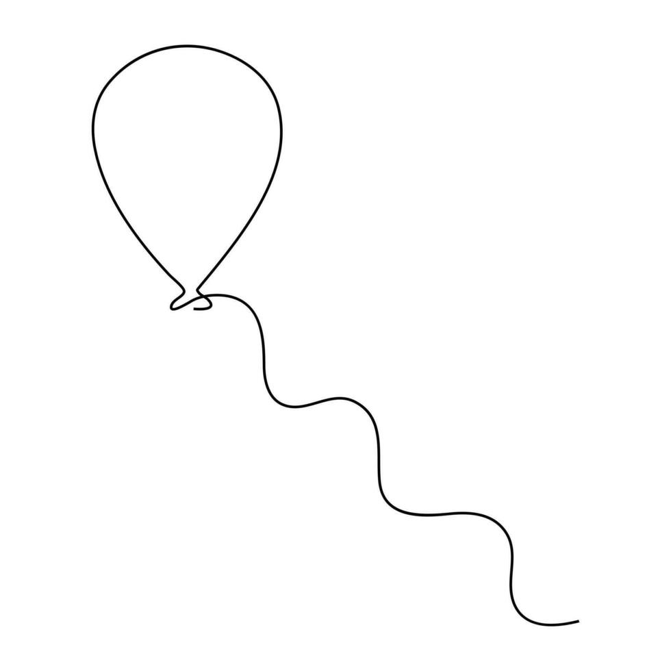 ballon un ligne art dessin continu cœur vecteur contour minimalisme conception illustration