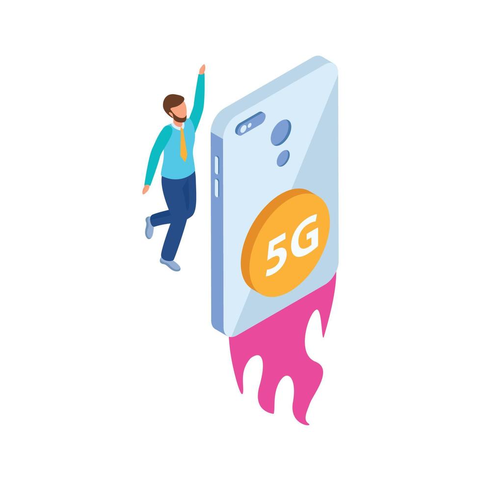 composition de smartphone fusée 5g vecteur