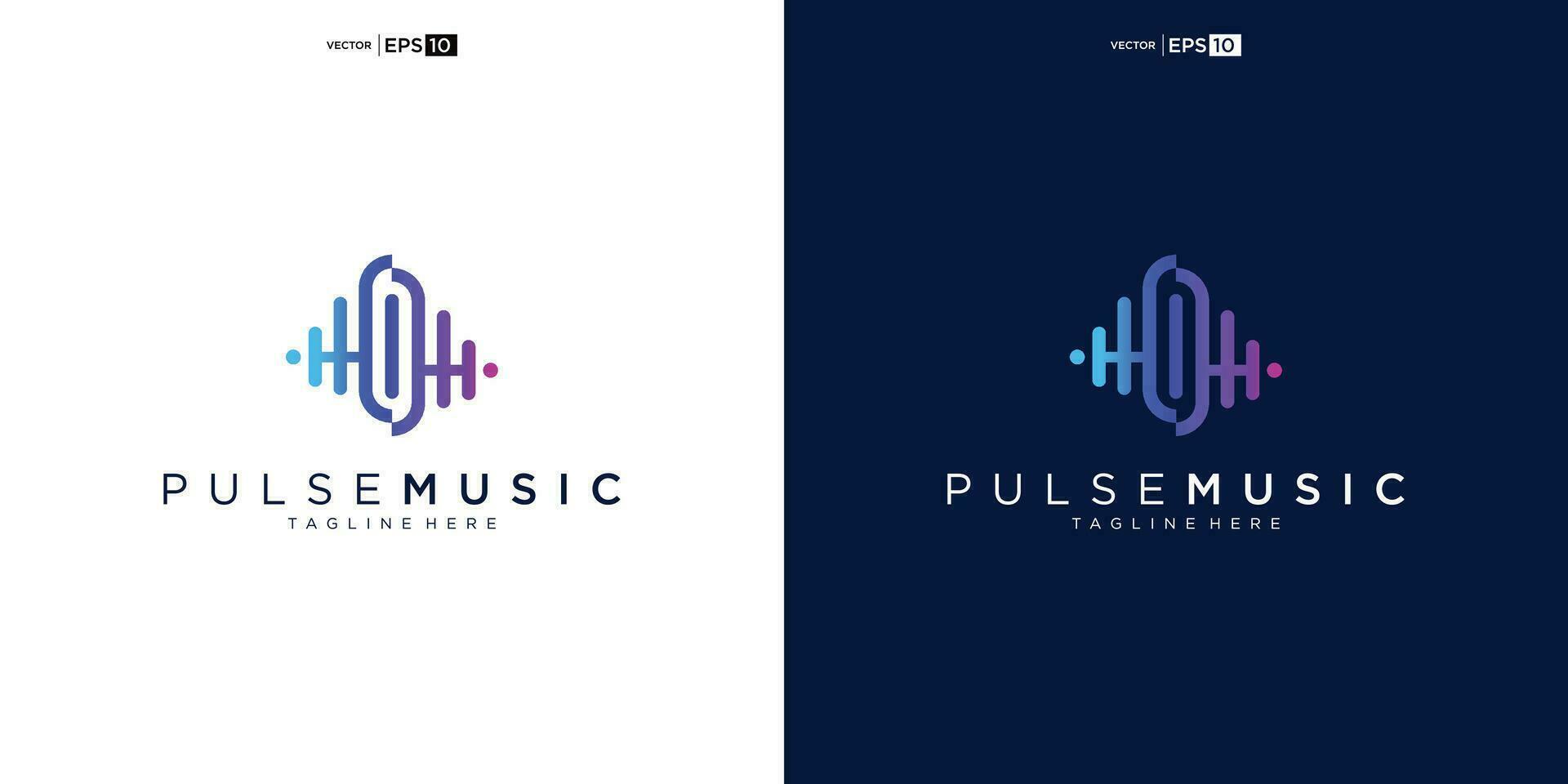 élément de logo de lecteur de musique d'impulsion. modèle de logo musique électronique, égaliseur, magasin, concept de logo d'onde audio. vecteur