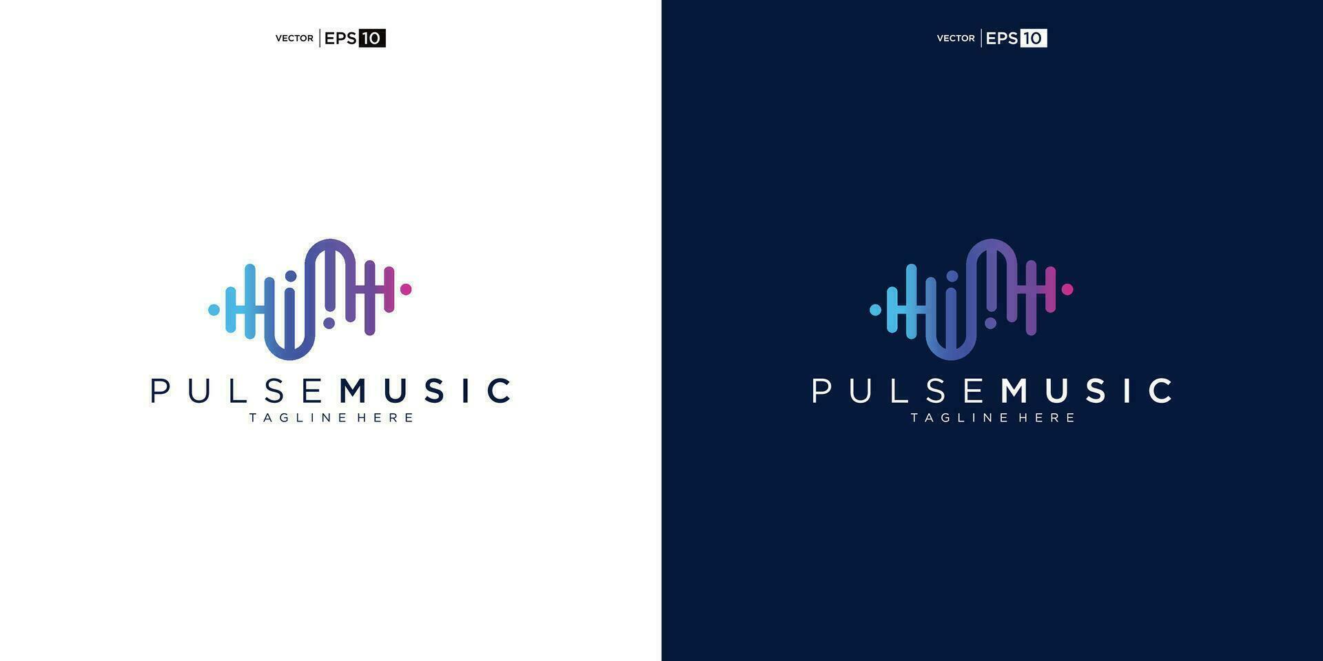 élément de logo de lecteur de musique d'impulsion. modèle de logo musique électronique, égaliseur, magasin, concept de logo d'onde audio. vecteur