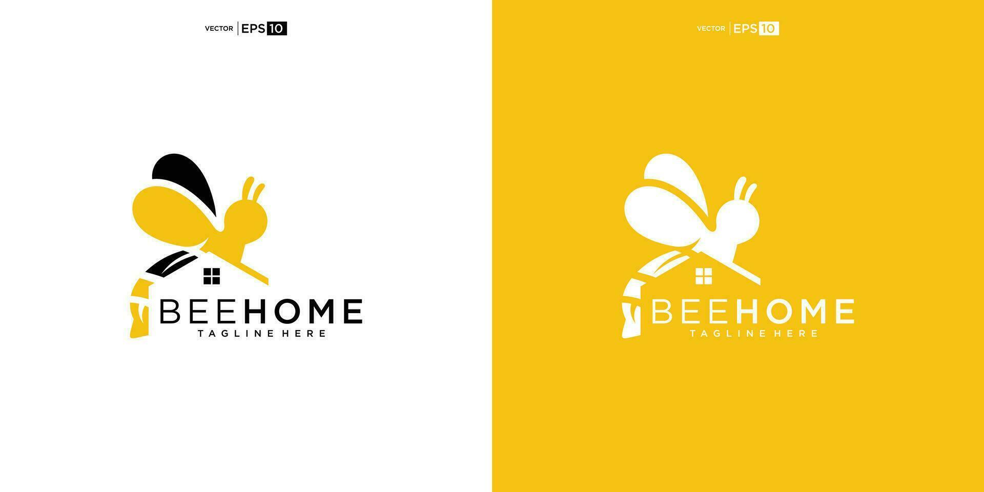 Accueil abeille logo conception modèle. unique logo conception avec abeille concept avec Accueil vecteur