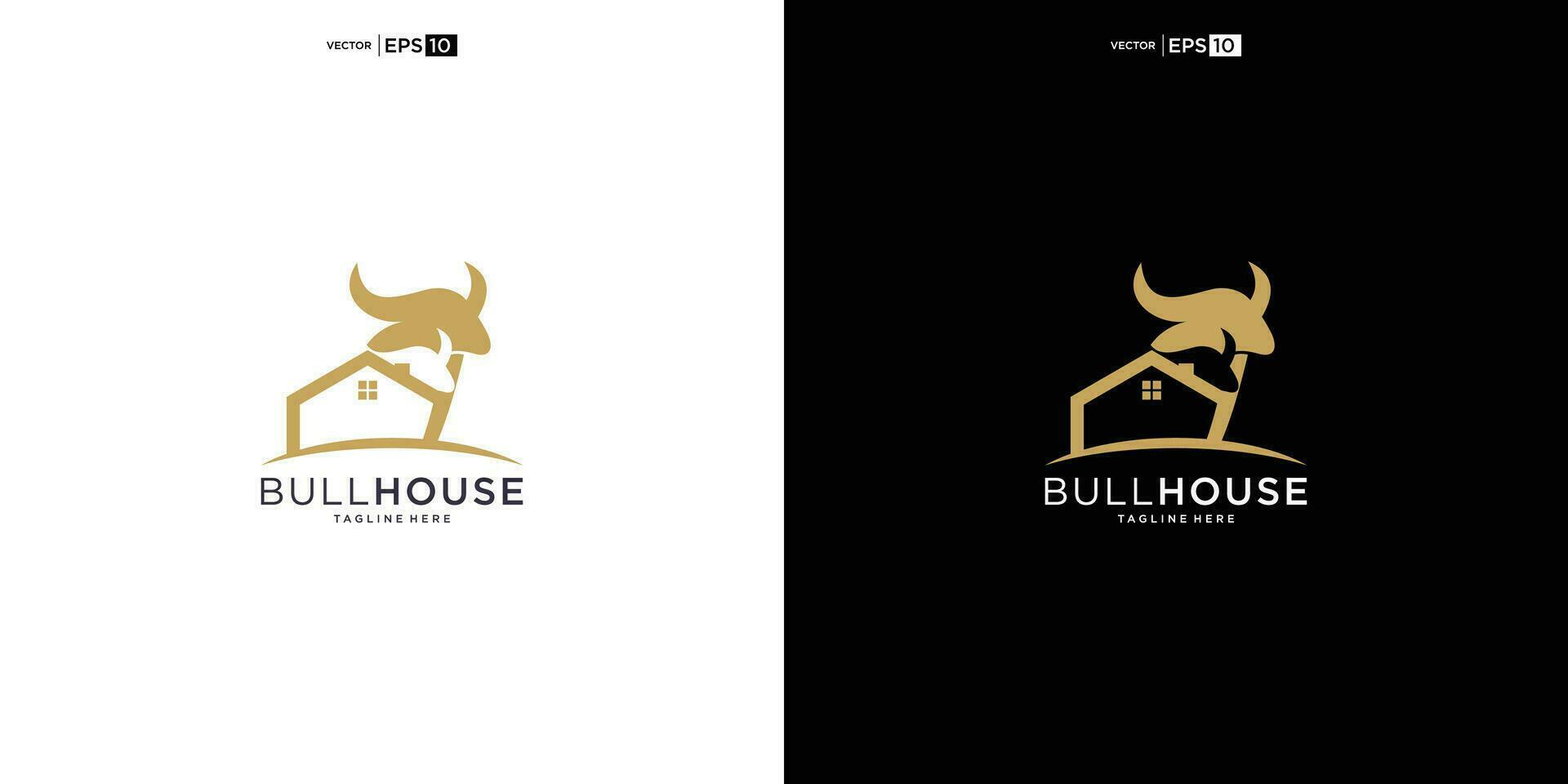 buffle taureau bison avec maison logo conception vecteur icône silhouette illustration