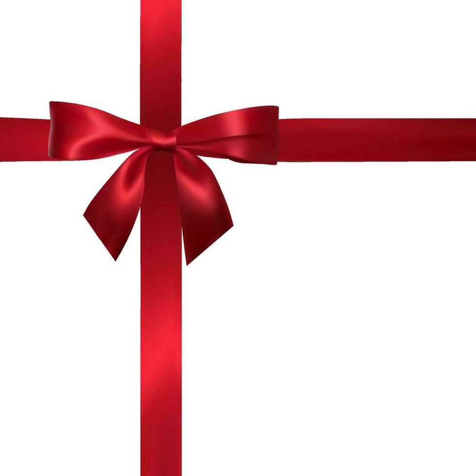 réaliste rouge arc avec rouge rubans isolé sur blanche. élément pour décoration cadeaux, salutations, vacances. vecteur illustration
