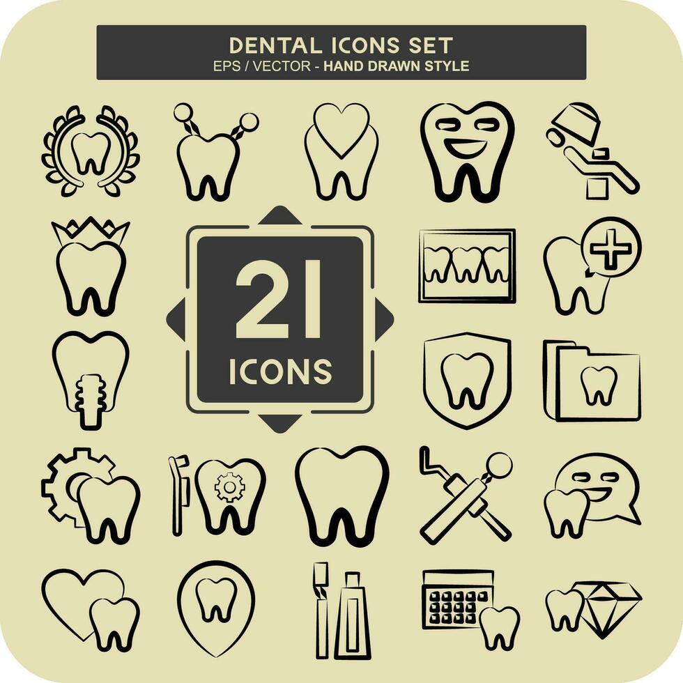 icône ensemble dentaire. en relation à santé symbole. main tiré style. Facile conception modifiable. Facile illustration vecteur