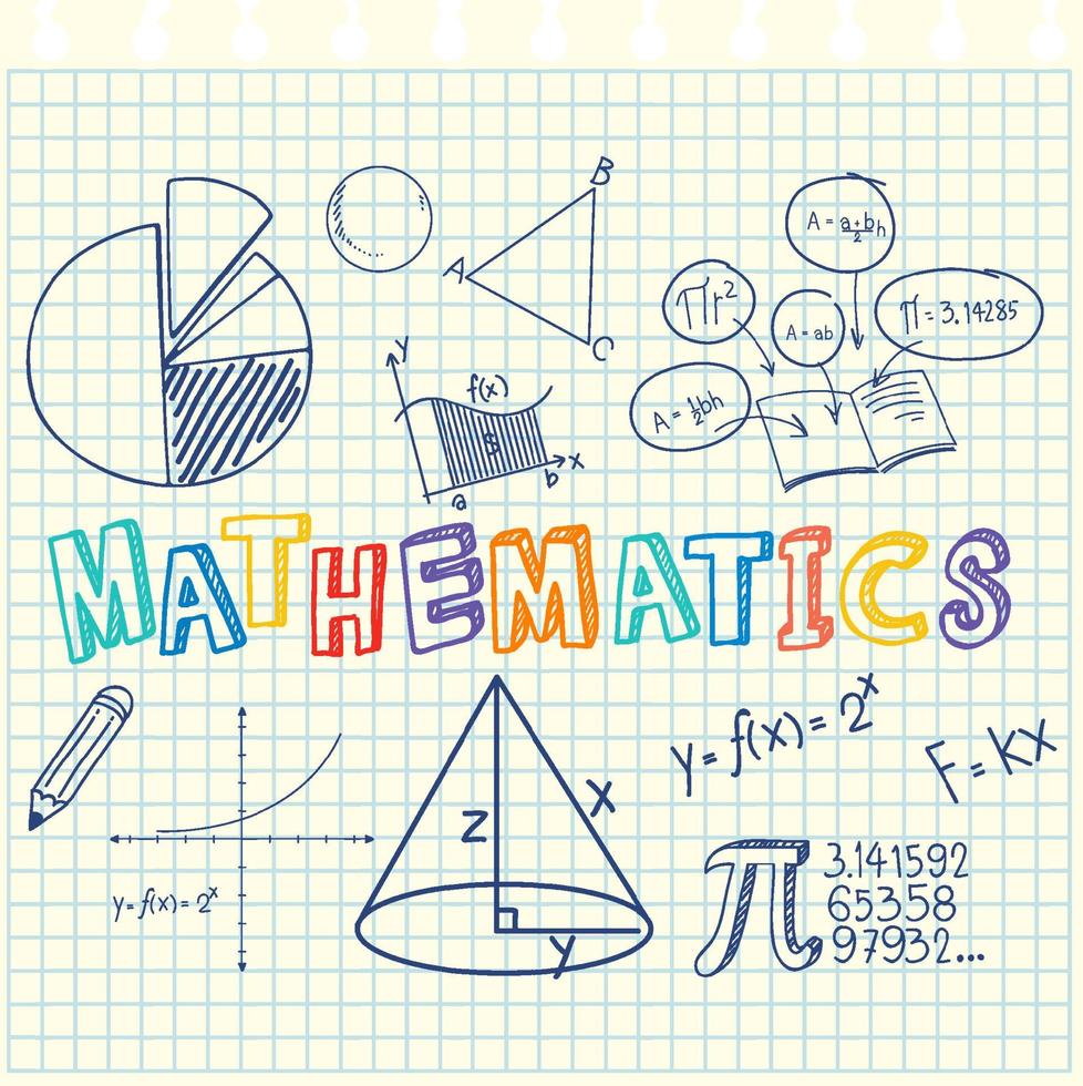formule mathématique doodle avec police mathématique vecteur