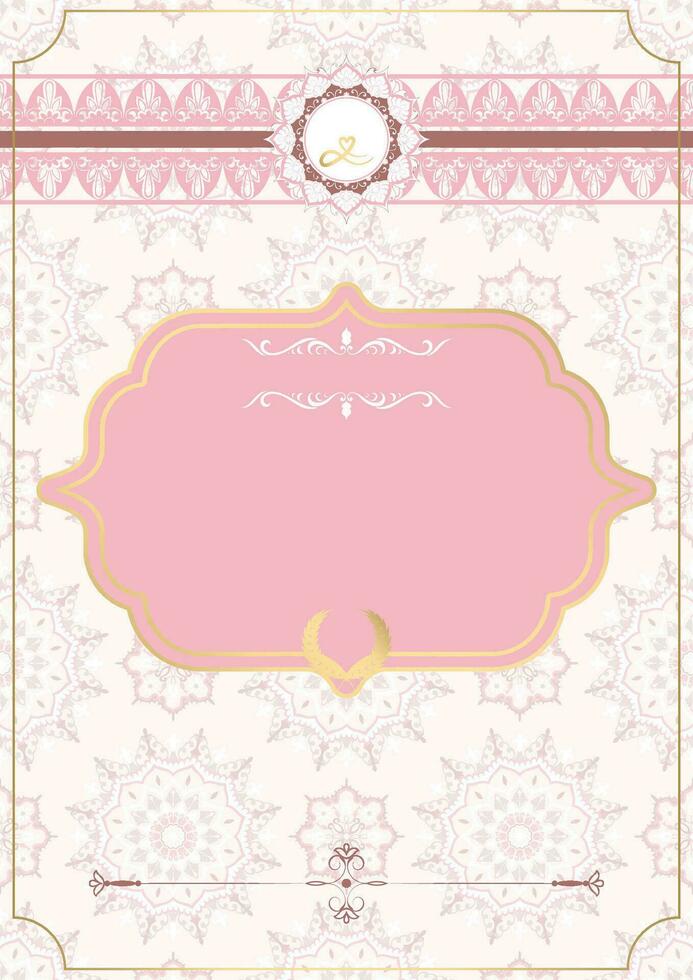 sans texte mariage carte avec rose mandala et ancien décoratif lignes. vecteur