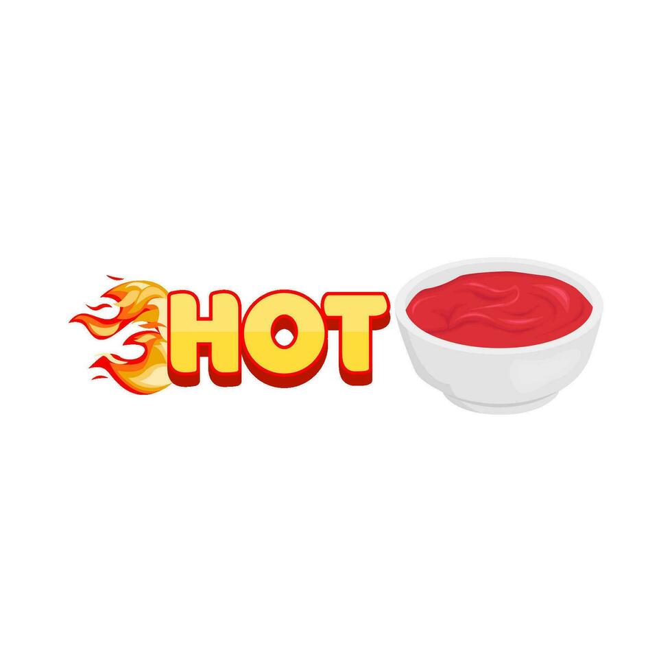 chaud Feu avec sauce dans bol illustration vecteur