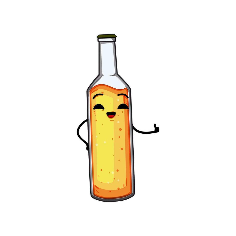 Facile Bière bouteille personnage dessin animé vecteur illustration