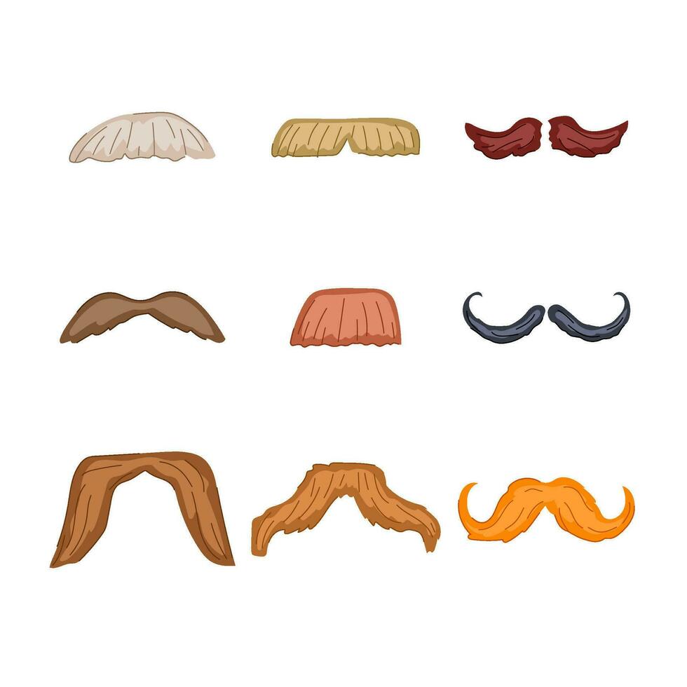 moustaches ensemble dessin animé vecteur illustration