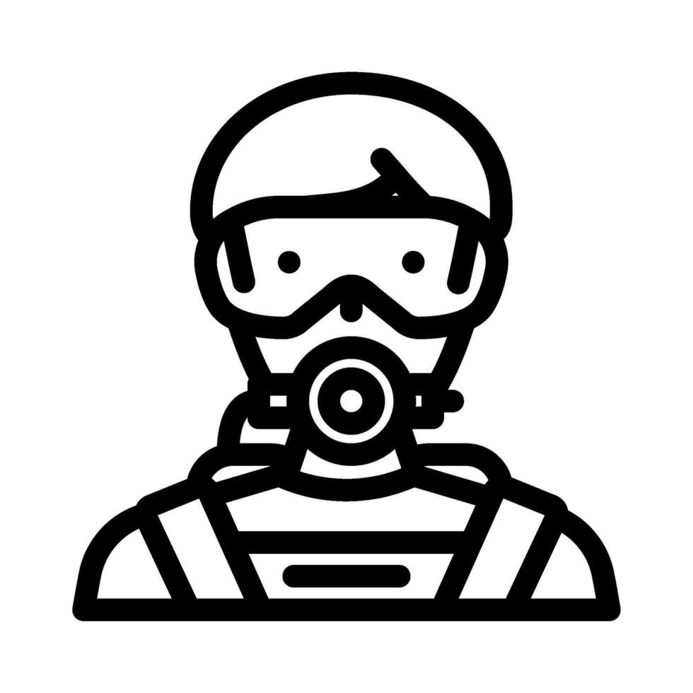 scaphandre autonome plongée masque visage ligne icône vecteur illustration