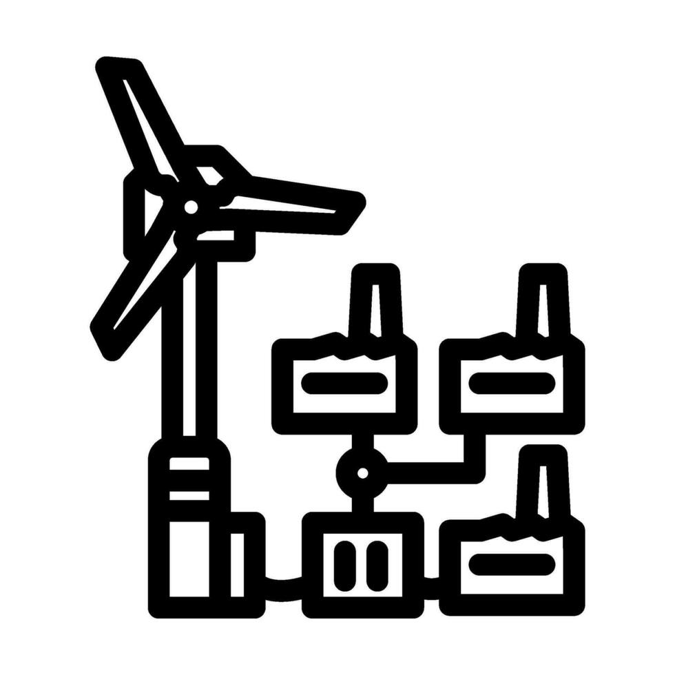 Puissance l'intégration vent turbine ligne icône vecteur illustration