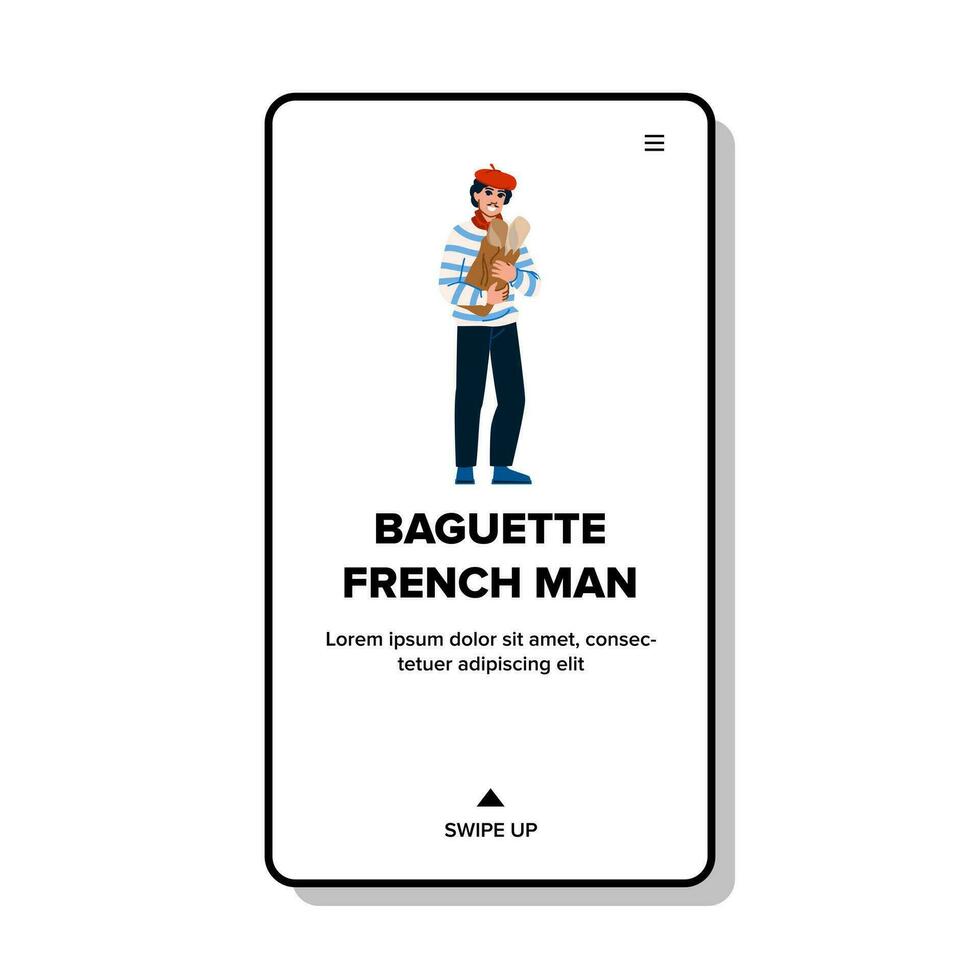 Paris baguette français homme vecteur