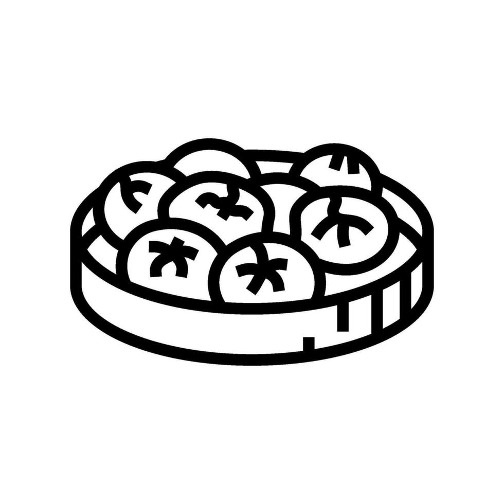 à la vapeur petits pains chinois cuisine ligne icône vecteur illustration