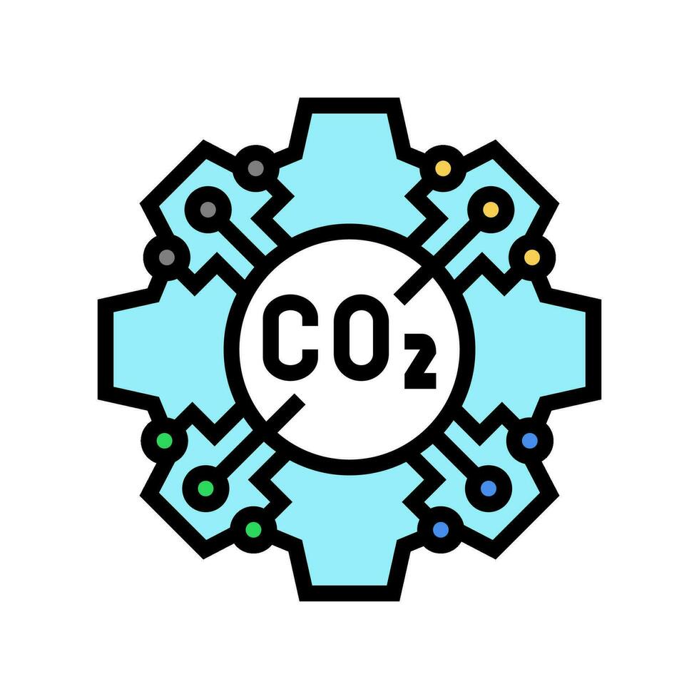 émission gratuit La technologie carbone Couleur icône vecteur illustration
