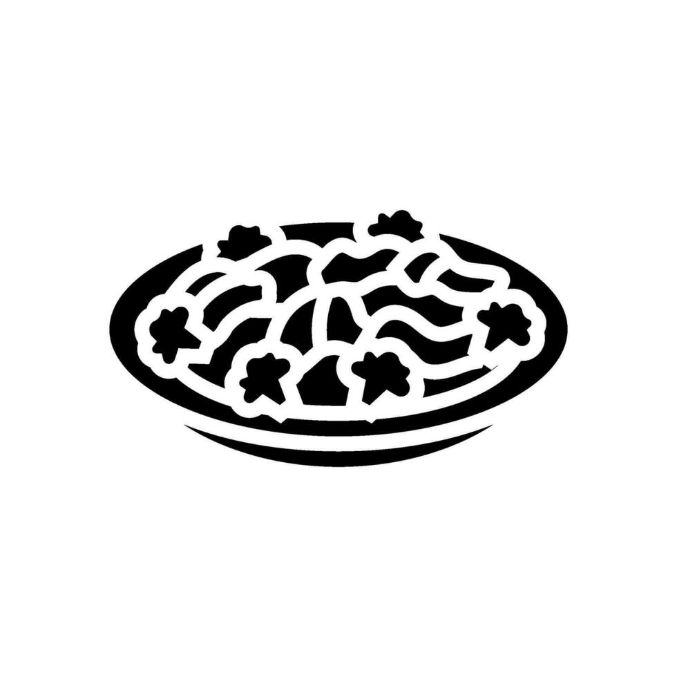 du boeuf et brocoli chinois cuisine glyphe icône vecteur illustration