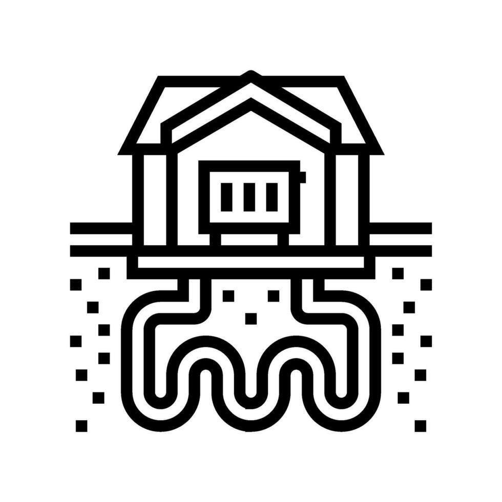 chaleur récupération système géothermie ligne icône vecteur illustration